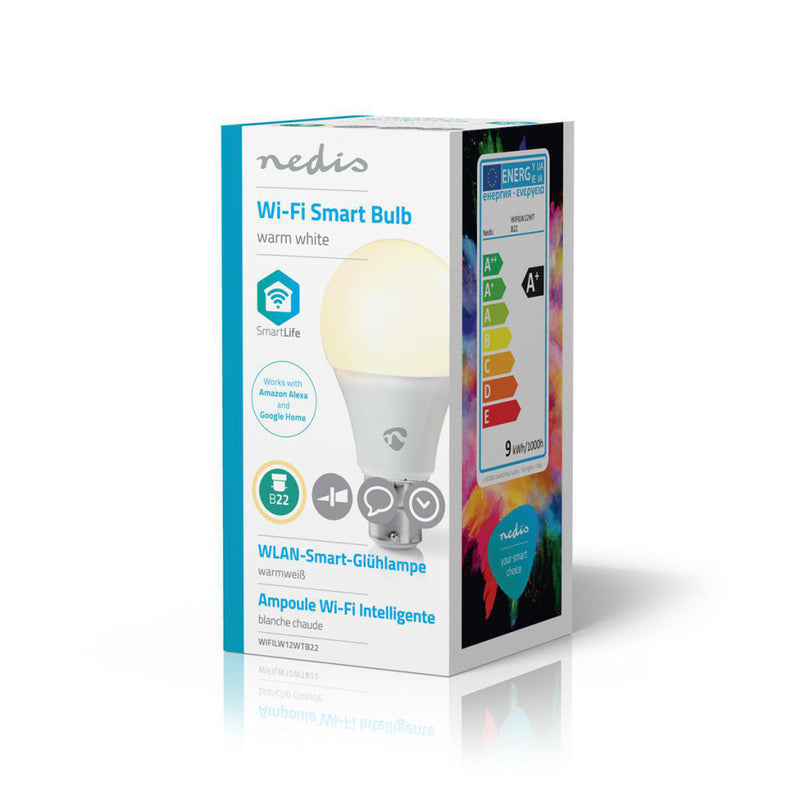 Nedis WIFILW12WTB22 Smartlife Led Bulb Wi-fi B22 800 Lm 9 W Warm Wit 2700 K Energieklasse: A+ Andro