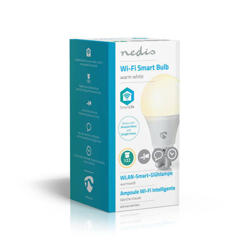 Nedis WIFILW12WTB22 Smartlife Led Bulb Wi-fi B22 800 Lm 9 W Warm Wit 2700 K Energieklasse: A+ Andro