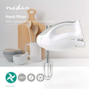 Nedis KAHM100CWT Handmixer 200 W 5-snelheden Turbo-functie 2 Deeghaken / 2 Kloppers Grijs / Wit