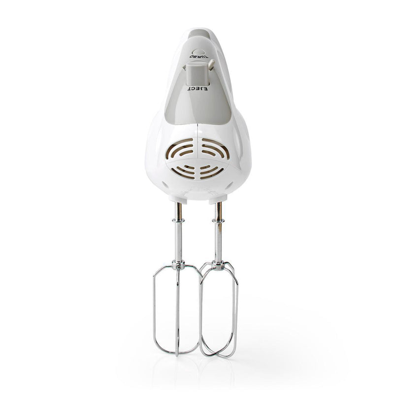 Nedis KAHM100CWT Handmixer 200 W 5-snelheden Turbo-functie 2 Deeghaken / 2 Kloppers Grijs / Wit