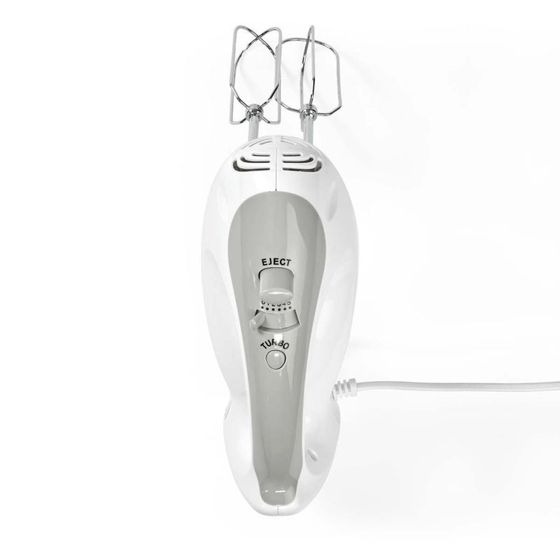 Nedis KAHM100CWT Handmixer 200 W 5-snelheden Turbo-functie 2 Deeghaken / 2 Kloppers Grijs / Wit