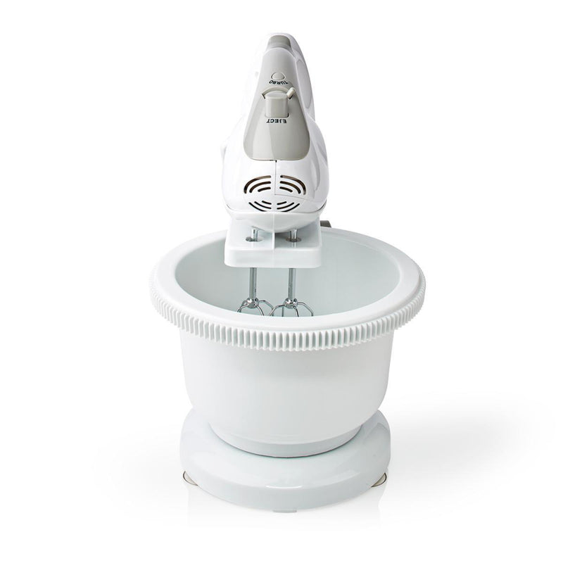 Nedis KAHM110CWT Handmixer 200 W 5-snelheden Turbo-functie Draaikom / 2 Deeghaken / 2 Kloppers Grij