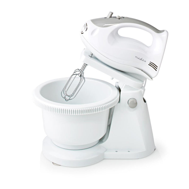 Nedis KAHM110CWT Handmixer 200 W 5-snelheden Turbo-functie Draaikom / 2 Deeghaken / 2 Kloppers Grij