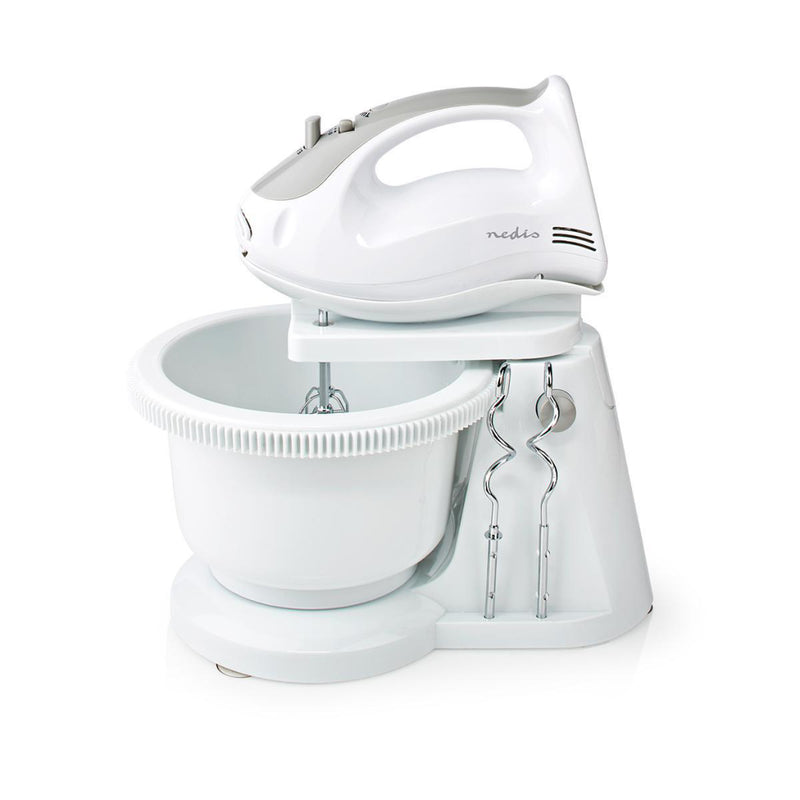 Nedis KAHM110CWT Handmixer 200 W 5-snelheden Turbo-functie Draaikom / 2 Deeghaken / 2 Kloppers Grij
