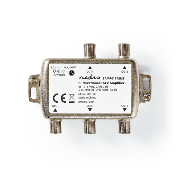 Nedis SAMP41148ME Catv Versterker Max. 12 Db Versterking 85 - 1218 Mhz 4 Uitgangen Retourkanaal -7,
