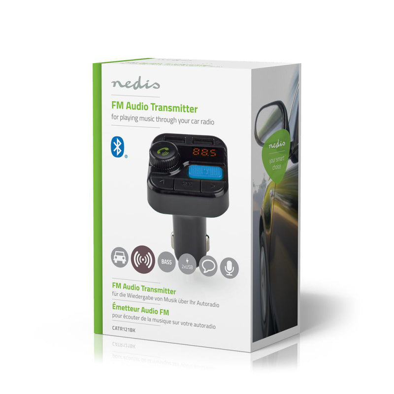 Nedis CATR121BK Fm-zender Voor In De Auto Bluetooth&reg; Bass Boost Microsd-kaartopening Handsfree