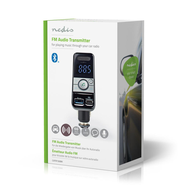 Nedis CATR130BK Fm-zender Voor In De Auto Bluetooth&reg; Pro-microfoon Ruisonderdrukking Microsd-ka