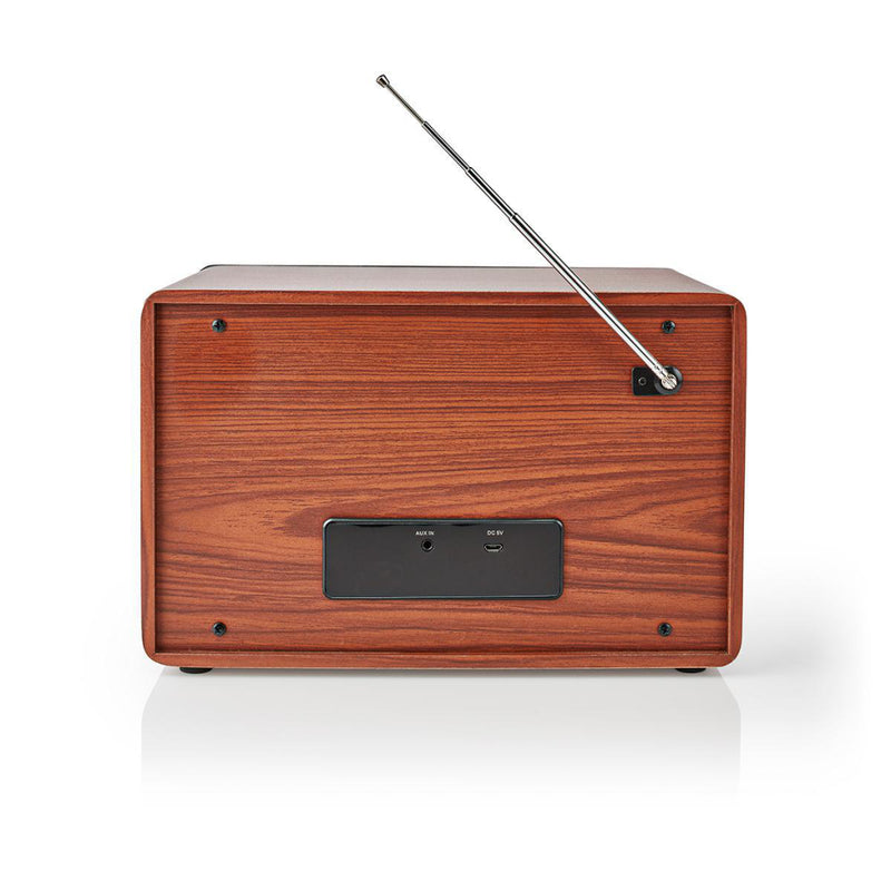 Nedis RDFM5200BN Fm-radio 12 W Fm Bluetooth® Klok- En Alarmfunctie Bruin / Zwart