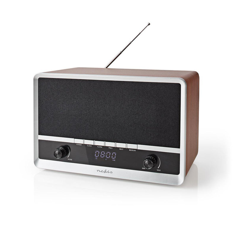 Nedis RDFM5200BN Fm-radio 12 W Fm Bluetooth® Klok- En Alarmfunctie Bruin / Zwart