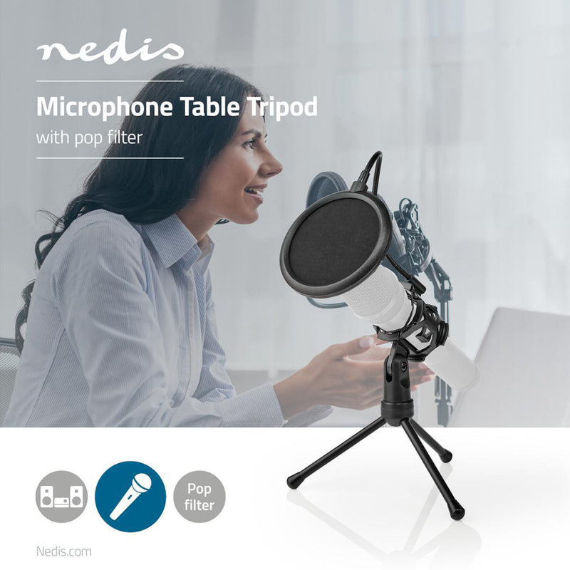 Nedis MPST00BK Microfoon-tafelstatief Pop-filter Zwart