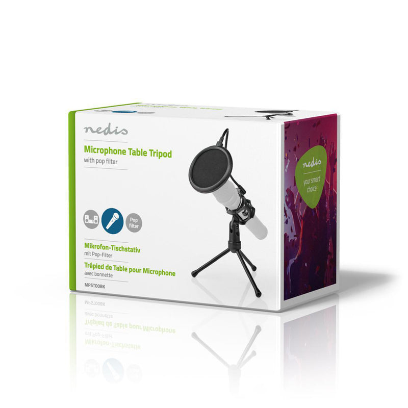 Nedis MPST00BK Microfoon-tafelstatief Pop-filter Zwart