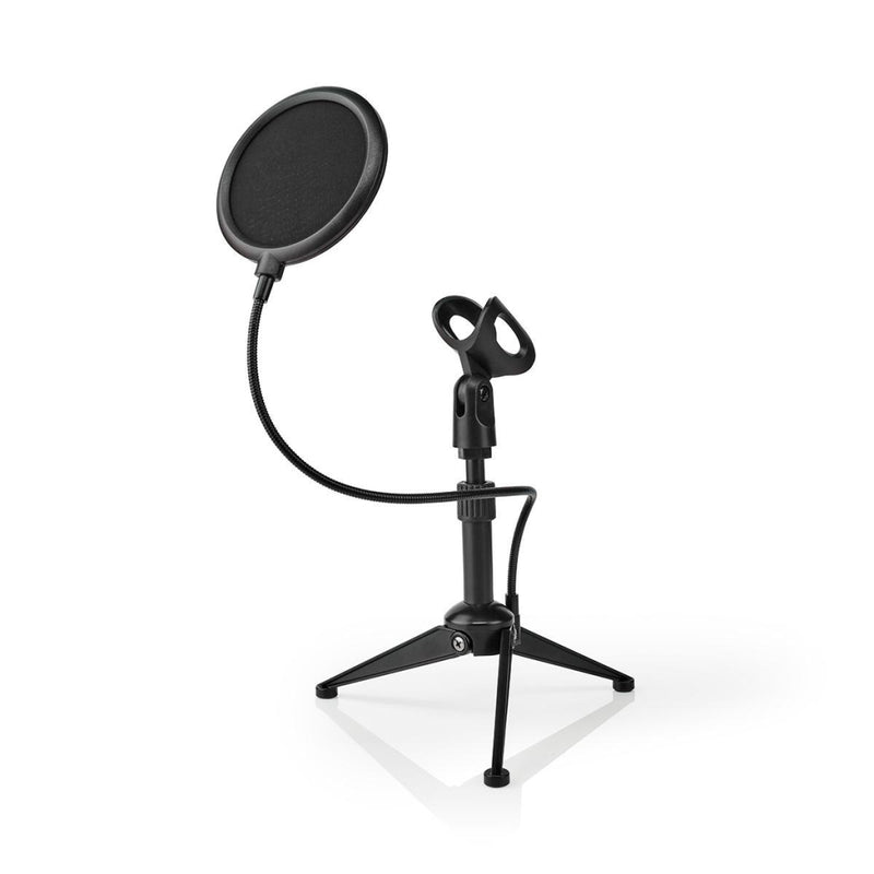 Nedis MPST01BK Microfoon-tafelstatief Verstelbare Hoogte Pop-filter 2 Houders Meegeleverd Zwart