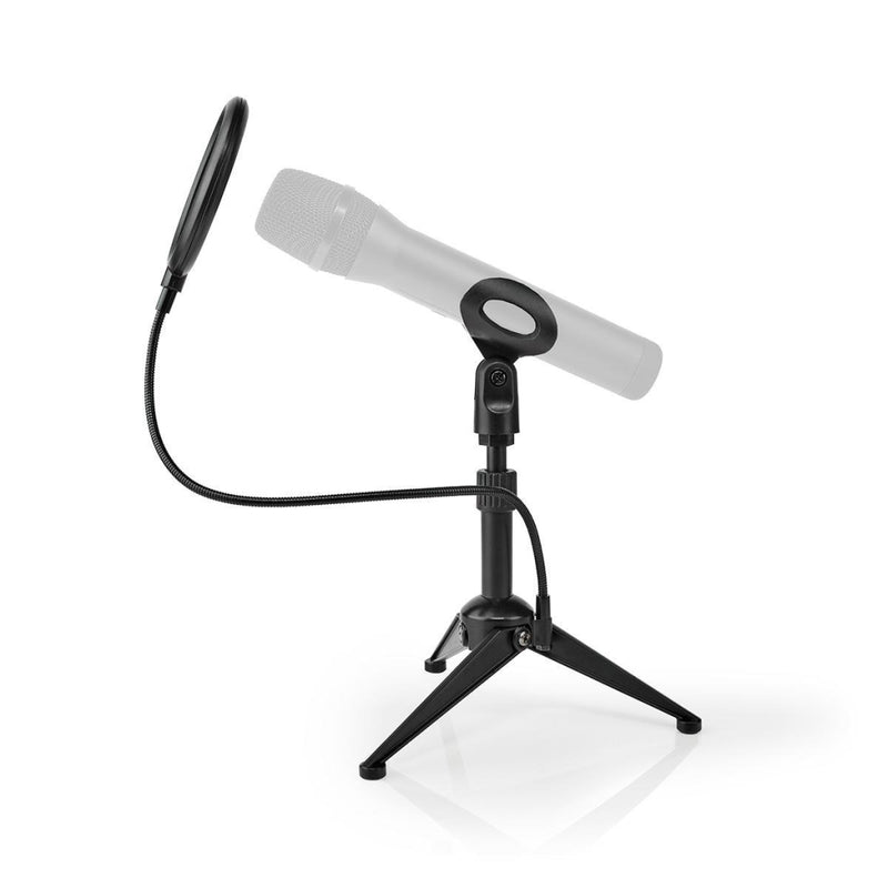 Nedis MPST01BK Microfoon-tafelstatief Verstelbare Hoogte Pop-filter 2 Houders Meegeleverd Zwart