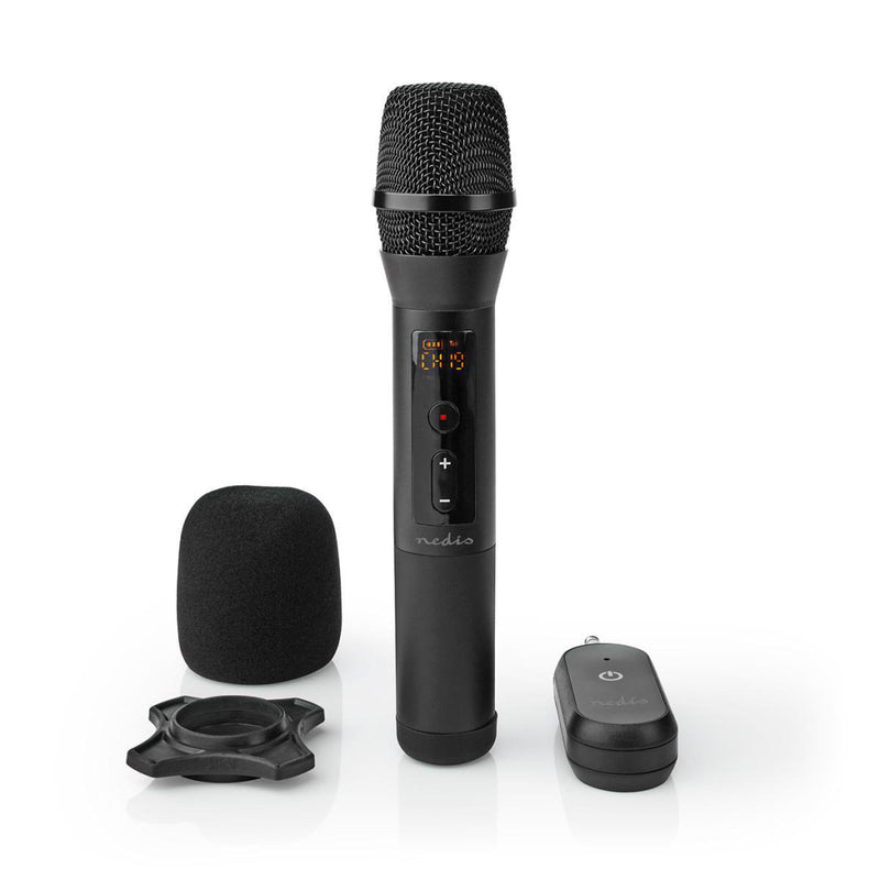 Nedis MPWL200BK Draadloze Microfoon 20 Kanalen 1 Microfoon 10 Uur Gebruikstijd Ontvanger Zwart