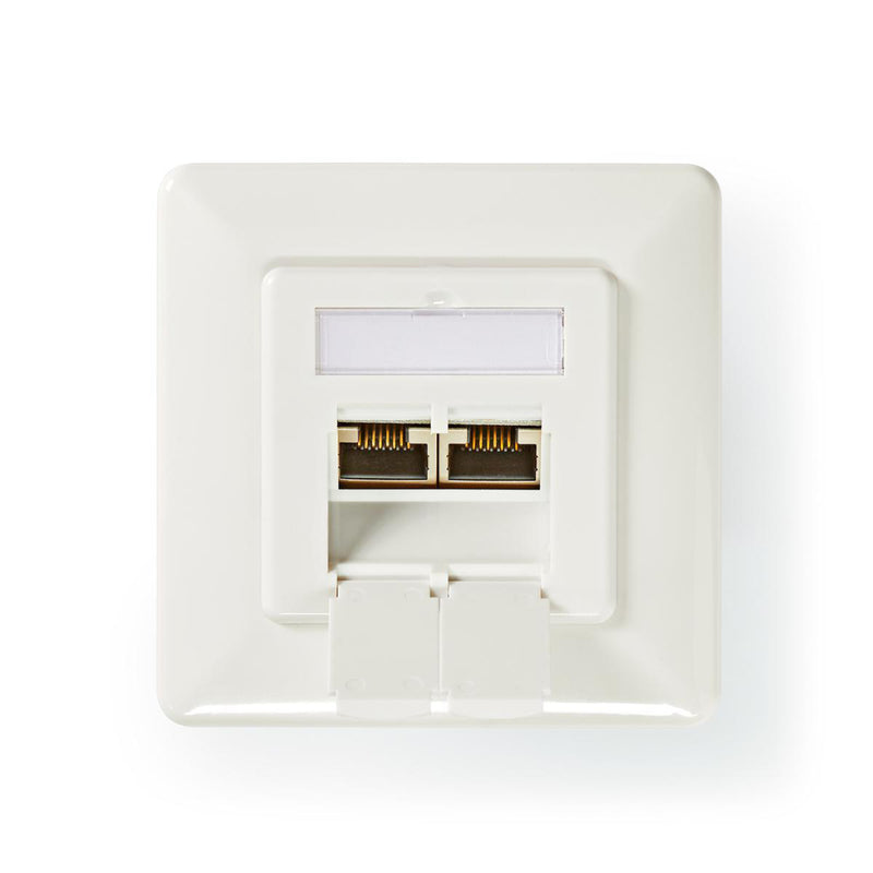 Nedis CCGP89250IV Netwerkwandcontactdoos Cat 6a 2x Rj45 Female - Vlakke Montage Ivoor