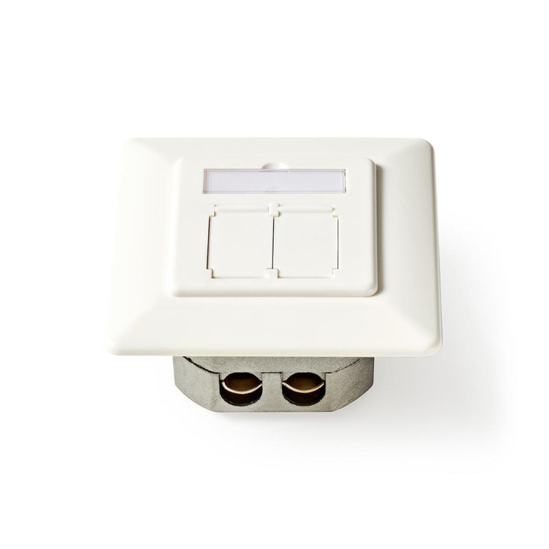 Nedis CCGP89250IV Netwerkwandcontactdoos Cat 6a 2x Rj45 Female - Vlakke Montage Ivoor