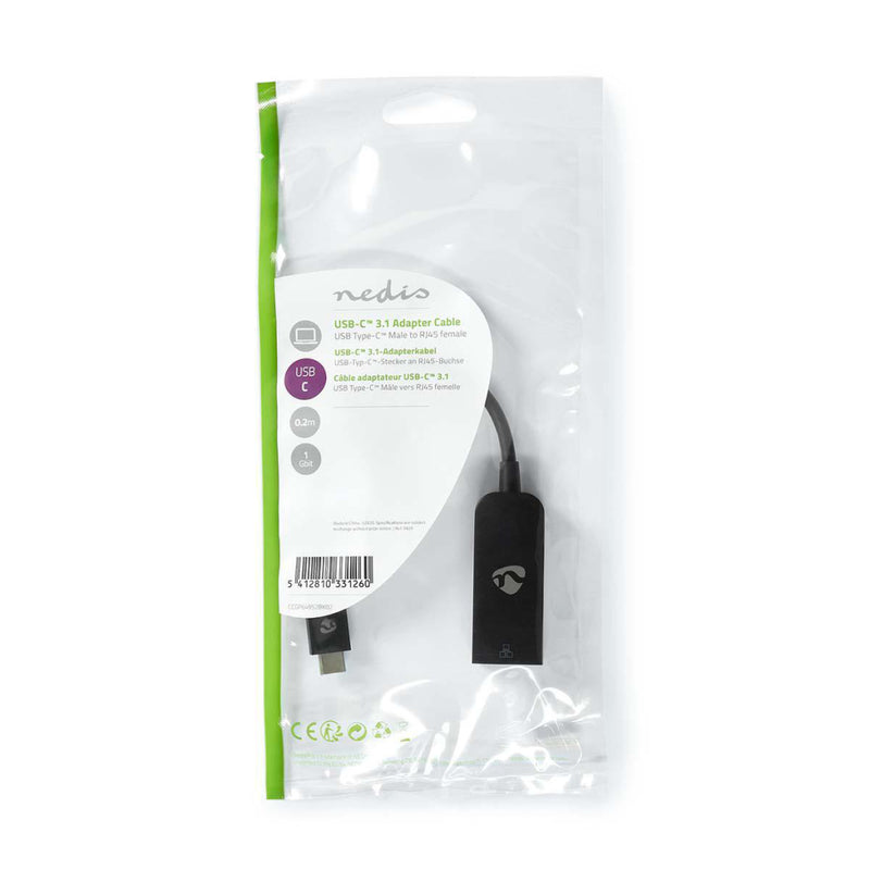 Nedis CCGP64952BK02 Usb-adapter Usb 3.2 Gen 1 Usb Type-c&trade; Male Rj45 Female 0.20 M Rond Vernik
