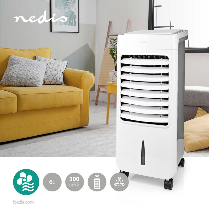 Nedis COOL117CWT Mobiele Aircooler Watertankcapaciteit: 6 L 3 Snelheden 300 M&sup3;/h Zwenkfunctie
