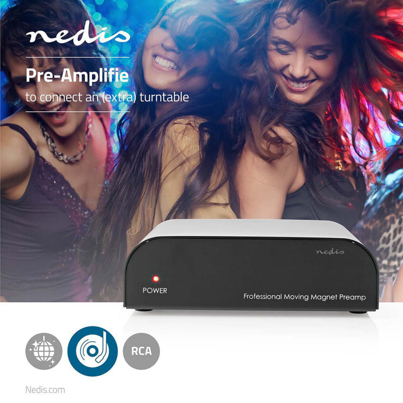 Nedis AAMP2411BK Voorversterker Input: 1x Rca Output: 1x Rca Phono / Platenspeler Automatisch Zwart