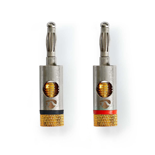Nedis CATB26900GD Banana Connector Banana Male Goud Verguld 2 Stuks Aluminium Metaal