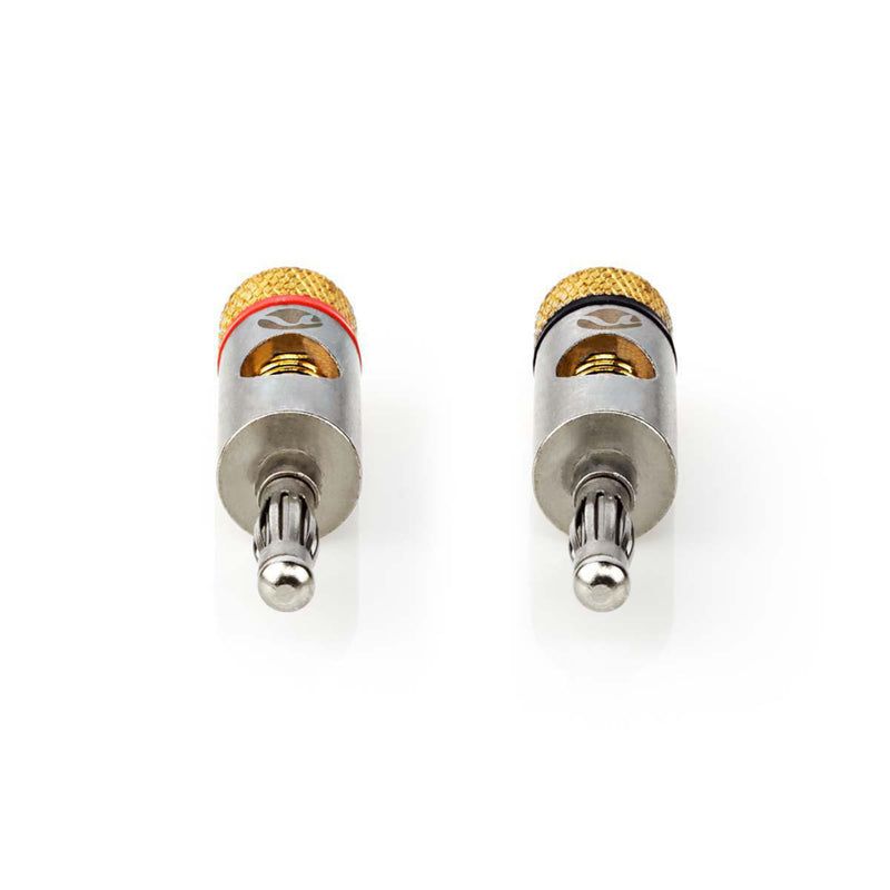 Nedis CATB26900GD Banana Connector Banana Male Goud Verguld 2 Stuks Aluminium Metaal