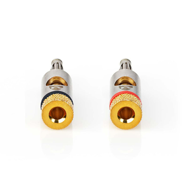Nedis CATB26900GD Banana Connector Banana Male Goud Verguld 2 Stuks Aluminium Metaal