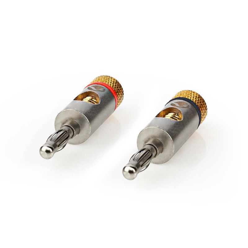 Nedis CATB26900GD Banana Connector Banana Male Goud Verguld 2 Stuks Aluminium Metaal