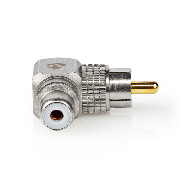 Nedis CATB24920GD Mono-audioadapter Rca Male Rca Female Verguld 90&deg; Gehoekt Metaal Gunmetal / M