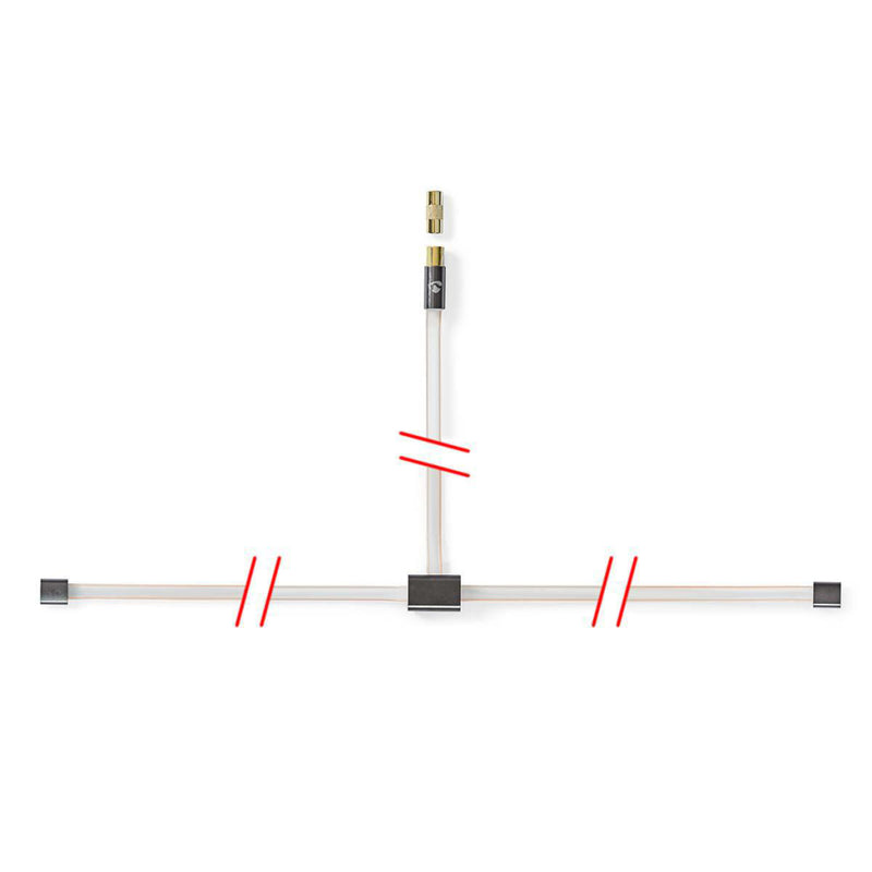 Nedis ANFMTB105GY20 Fm Dipool Antenne Set Iec (coax) + Coax Adapter: Male - Male 2.0 M Transparant