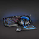 Nedis GCK41100BKIT Gaming Combo Kit 4-in-1 Toetsenbord, Koptelefoon, Muis En Muismat Blauw / Zwart