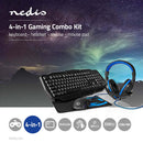 Nedis GCK41100BKIT Gaming Combo Kit 4-in-1 Toetsenbord, Koptelefoon, Muis En Muismat Blauw / Zwart