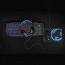 Nedis GCK41100BKES Gaming Combo Kit 4-in-1 Toetsenbord, Koptelefoon, Muis En Muismat Blauw / Zwart