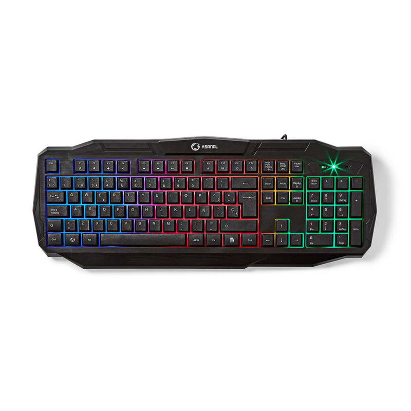 Nedis GCK41100BKES Gaming Combo Kit 4-in-1 Toetsenbord, Koptelefoon, Muis En Muismat Blauw / Zwart