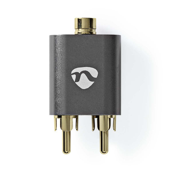 Nedis CATB22255AL Stereo-audioadapter 2x Rca Male 3,5 Mm Female Verguld Recht Aluminium Gunmetal 1
