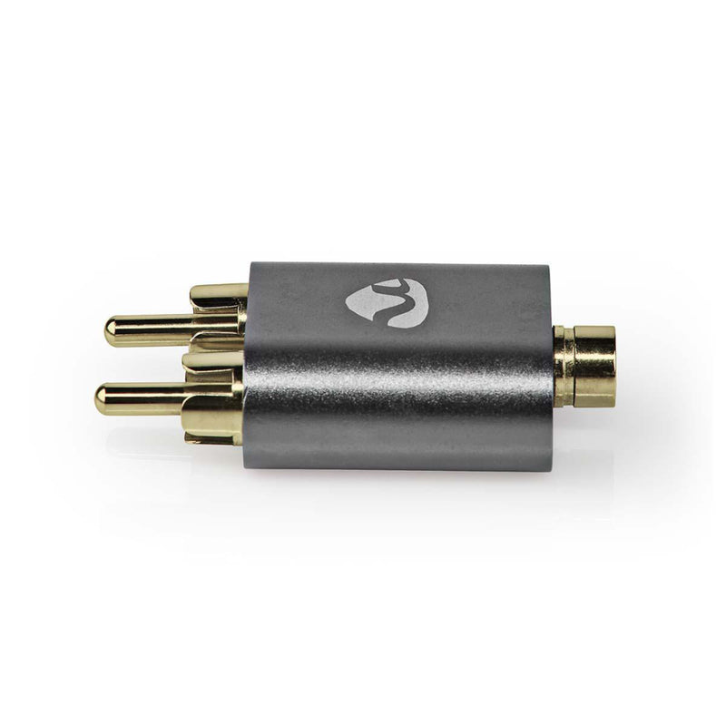 Nedis CATB22255AL Stereo-audioadapter 2x Rca Male 3,5 Mm Female Verguld Recht Aluminium Gunmetal 1