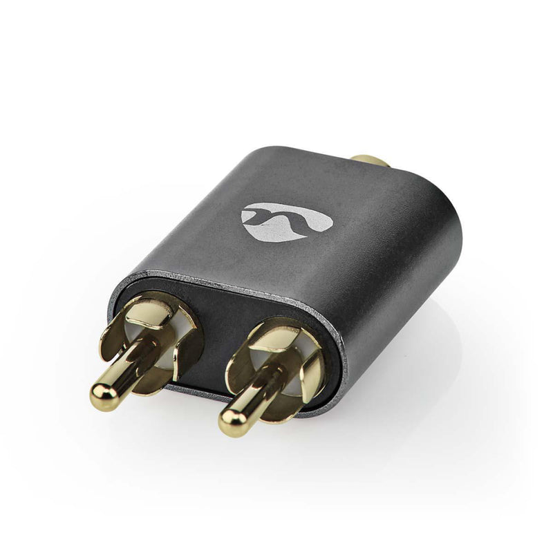 Nedis CATB22255AL Stereo-audioadapter 2x Rca Male 3,5 Mm Female Verguld Recht Aluminium Gunmetal 1