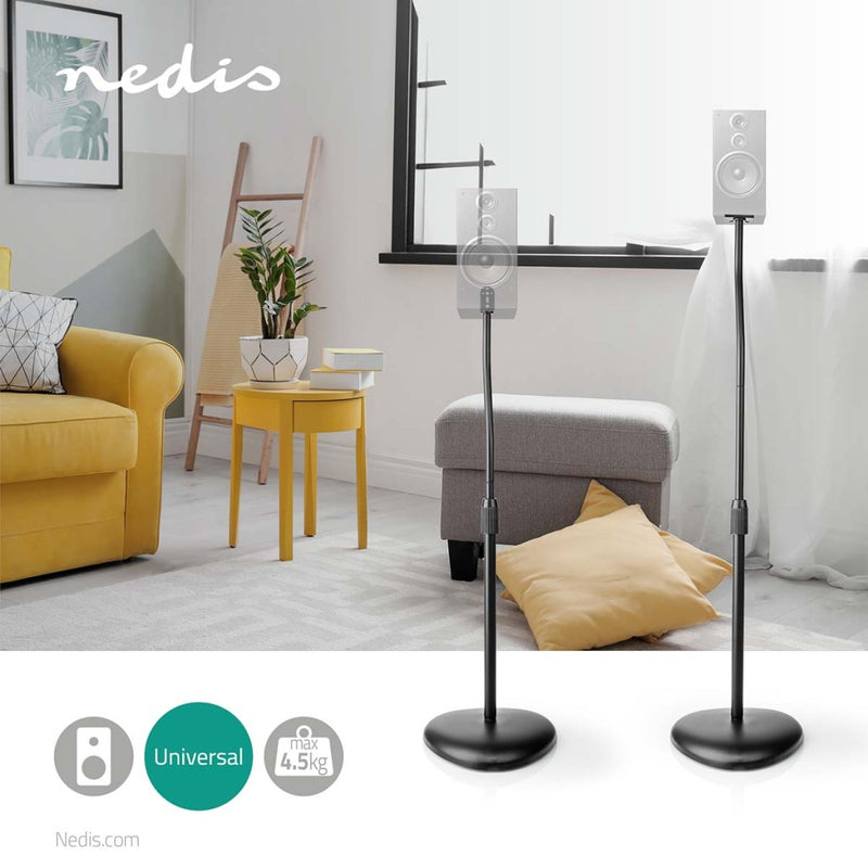 Nedis SPMT2750BK Universele Speaker Standaard 4.5 Kg Hoogte Verstelbaar ABS / Staal Zwart