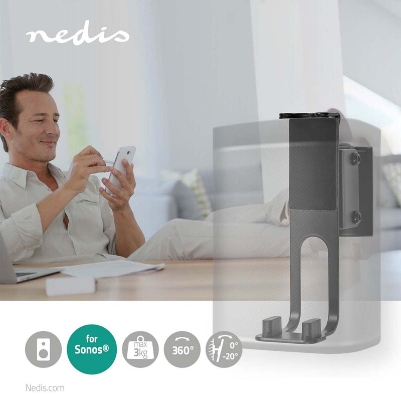 Nedis SPMT5721BK Speakerbeugel Sonos® One Sl? / Sonos® One? / Sonos® Play:1? Wand 3 Kg Draaibaar /