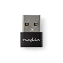 Nedis CCGP60920BK Usb-adapter Usb 2.0 Usb Type-a Usb Type-c&trade; Female Vernikkeld Recht Metaal Z