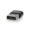 Nedis CCGP60920BK Usb-adapter Usb 2.0 Usb Type-a Usb Type-c&trade; Female Vernikkeld Recht Metaal Z