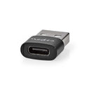 Nedis CCGP60920BK Usb-adapter Usb 2.0 Usb Type-a Usb Type-c&trade; Female Vernikkeld Recht Metaal Z