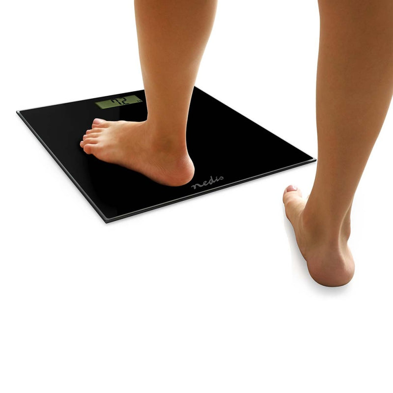 Nedis PESC500BK Personenweegschaal Digitaal Zwart Gehard Glas Max. 150 Kg