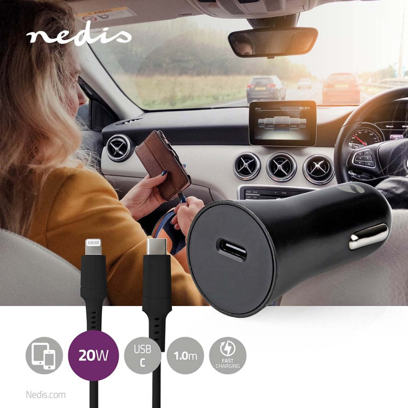 Nedis CCPDL20W111BK Autolader 1,67 A / 2,22 A / 3,0 A Outputs: 1 Poorttype: Usb-c&trade; Lightning