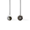Nedis CSGP41800WT100 Satelliet- En Antennekabel F-male Iec (coax) Male Vernikkeld 75 Ohm Dubbel Afg