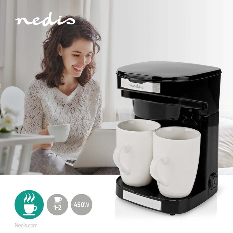 Nedis KACM140EBK Koffiezetapparaat Maximale Capaciteit: 0.25 L Aantal Kopjes Tegelijk: 2 Warmhoudfu