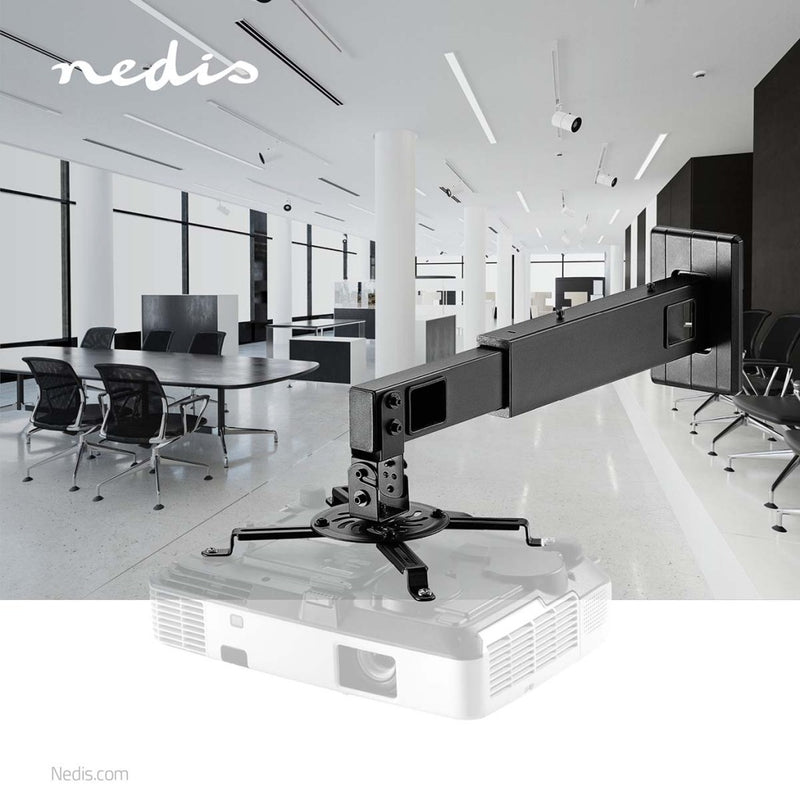 Nedis PJWM200BK Projectorbeugel Full Motion 15 Kg Draaibaar Kantelbaar Staal Zwart