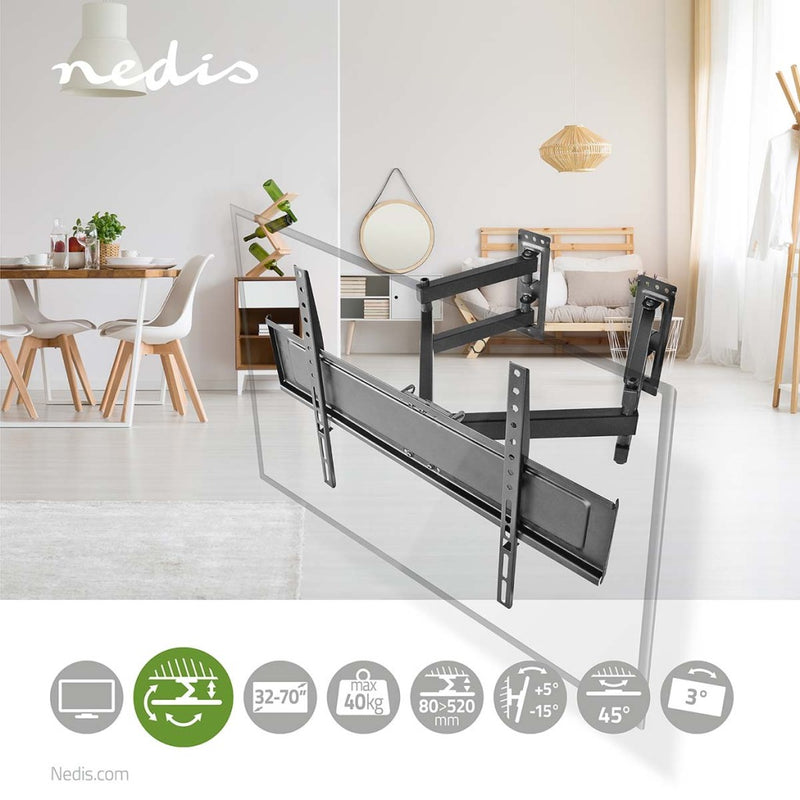 Nedis TVWM5350BK Draai- En Kantelbare Tv-muurbeugel 32-70 &quot; Maximaal Schermgewicht: 40 Kg Kant