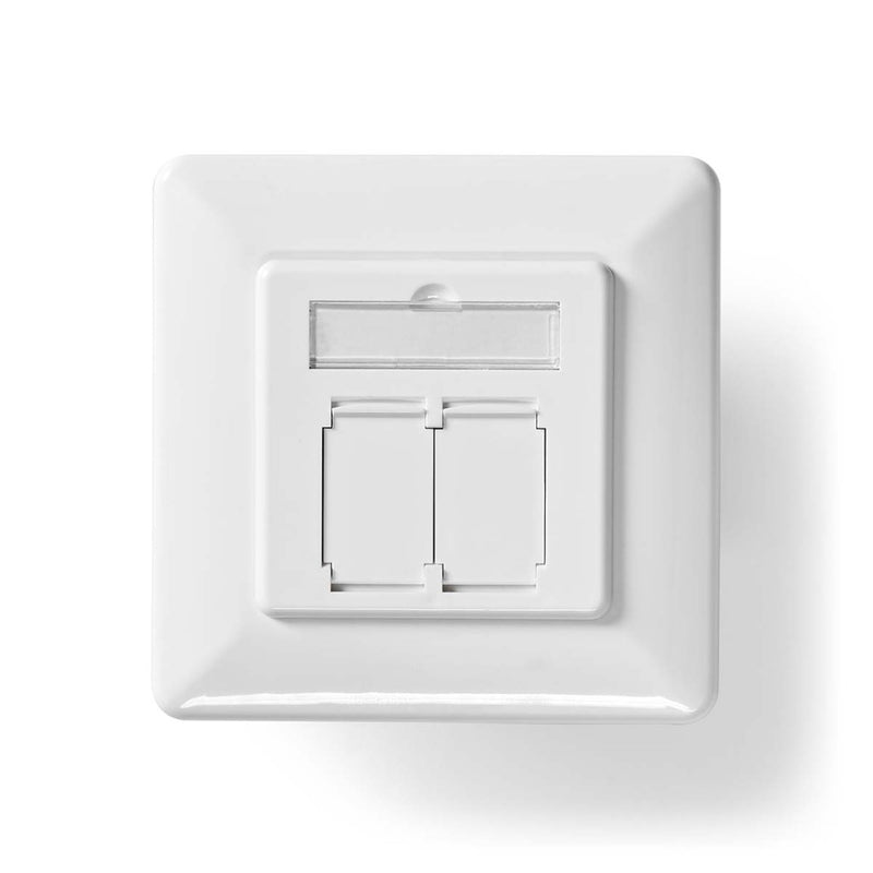 Nedis CCBW89250IV Netwerk Wanddoos Inbouw 2 Poort(en) Cat6a Recht Female Goud Verguld Pvc Wit Doos
