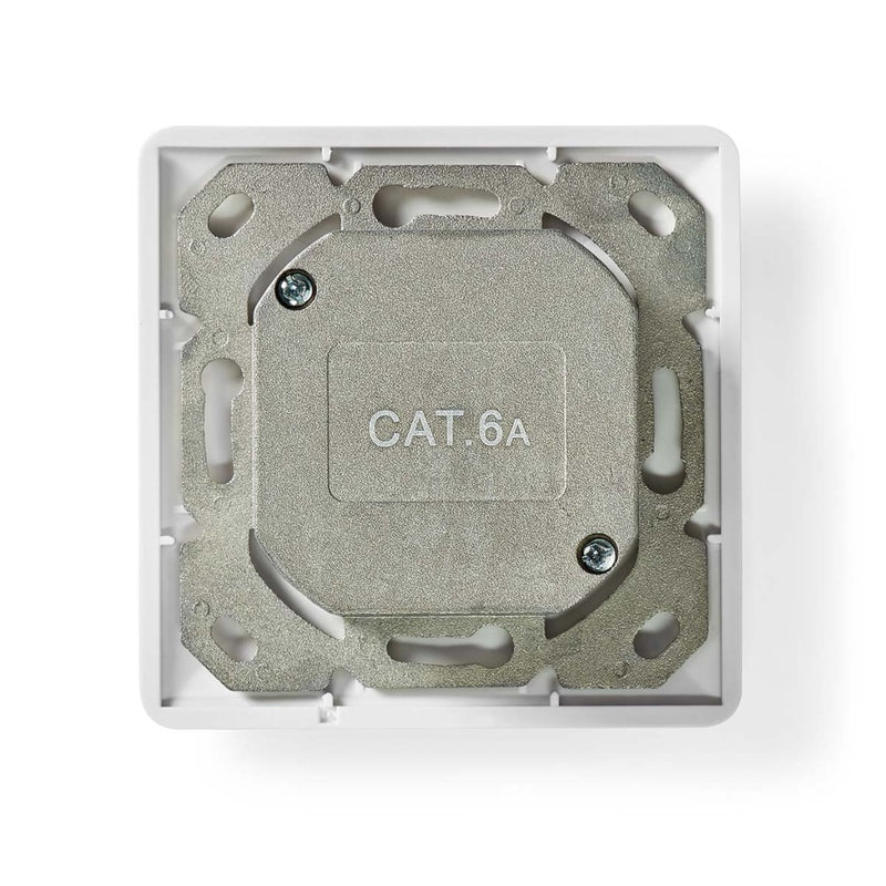 Nedis CCBW89250IV Netwerk Wanddoos Inbouw 2 Poort(en) Cat6a Recht Female Goud Verguld Pvc Wit Doos