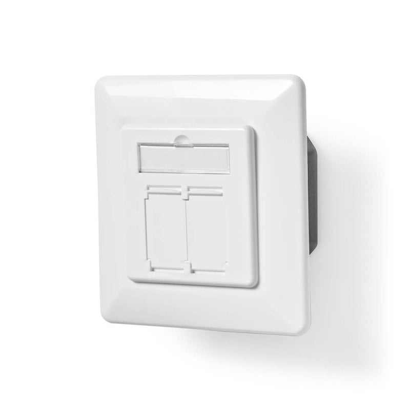 Nedis CCBW89200IV Netwerk Wanddoos Inbouw 2 Poort(en) Cat6 Recht Female Goud Verguld Pvc Wit Doos